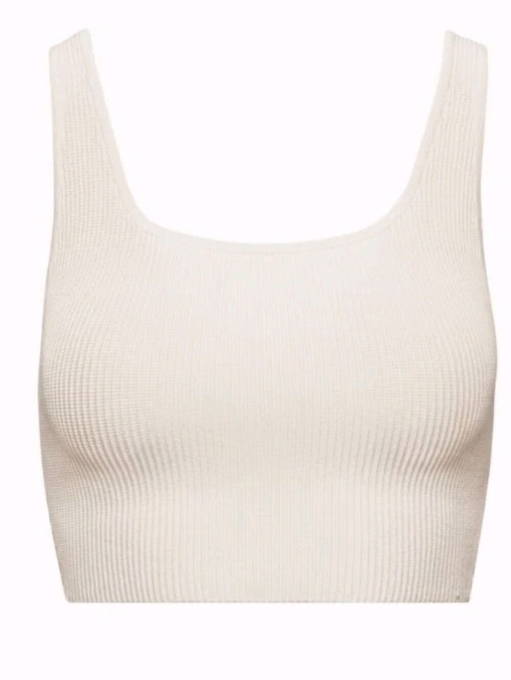 Babaton Aritzia Sculpt Knit Square Neck Cropped Ribbed Tank Neutral Women's M - Picture 2 of 8